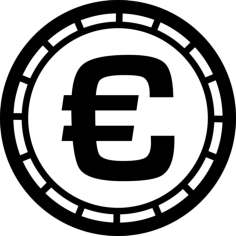 Euro Money Coin Symbol Tracing Svg Vector, Free Vectors File
